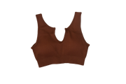 Ribbed U-Top - Brown